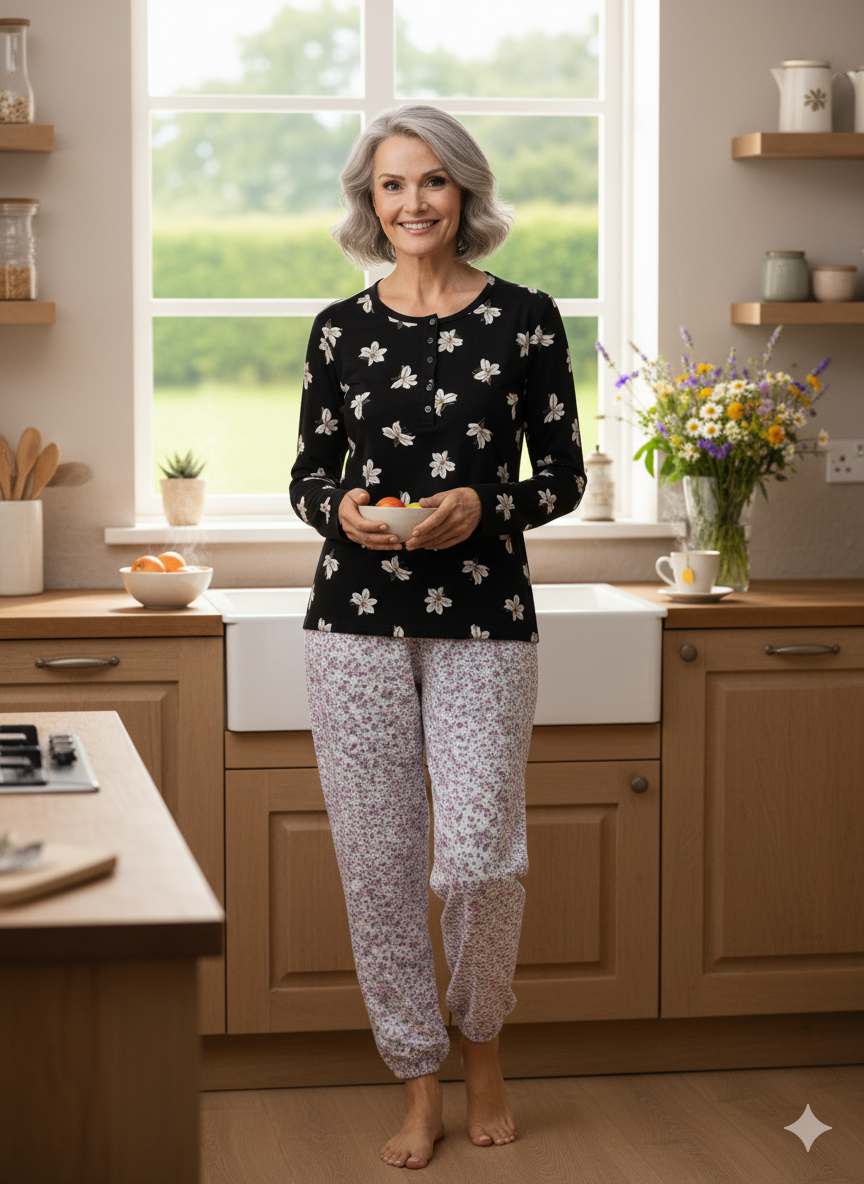 Oppland Kadın Kışlık Kadın Anne içlik Pijama Altı %100 Pamuk içi Miflonlu Klasik Beli Lastikli Rahat