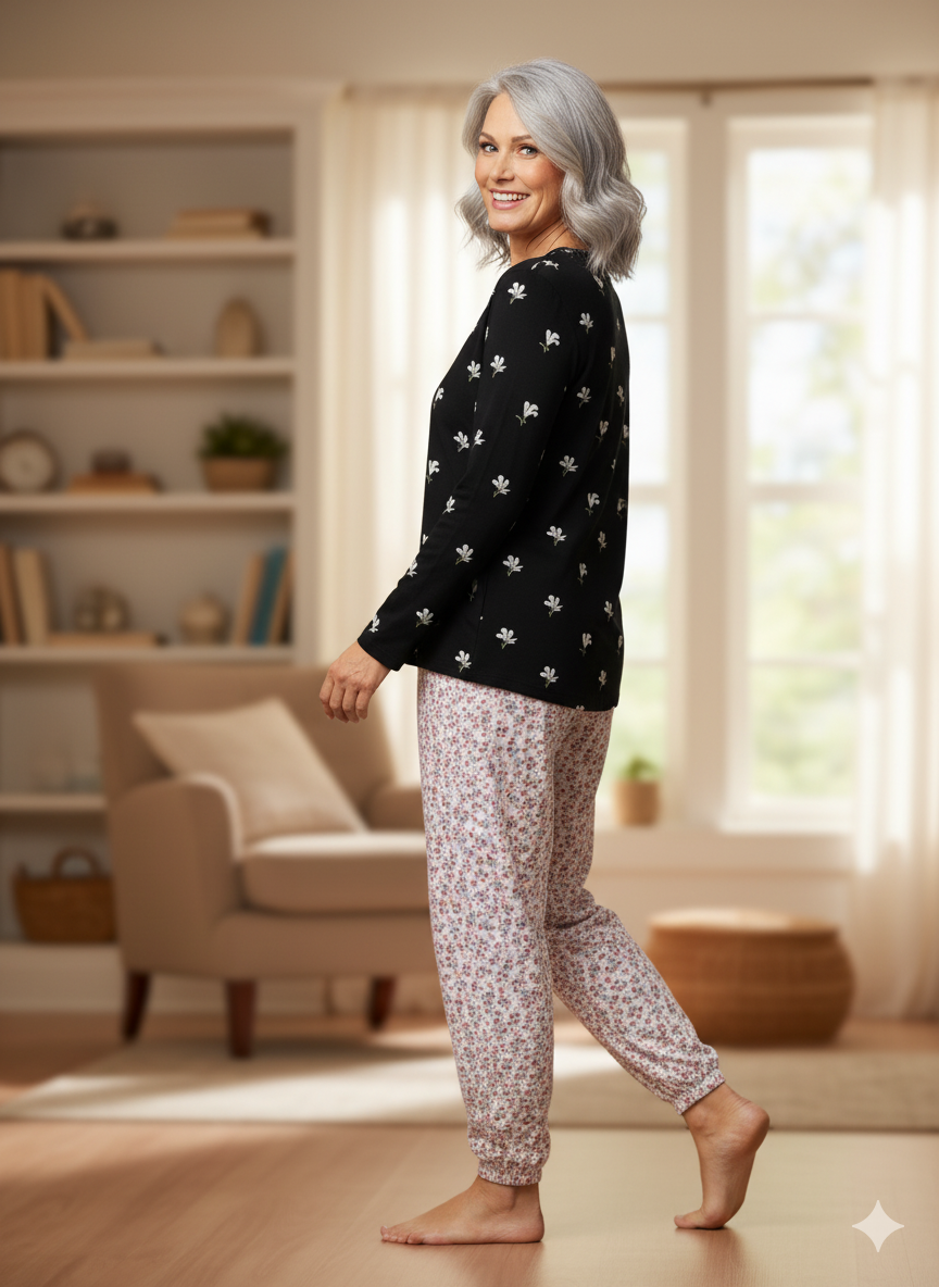 Oppland Kadın Kışlık Kadın Anne içlik Pijama Altı %100 Pamuk içi Miflonlu Klasik Beli Lastikli Rahat