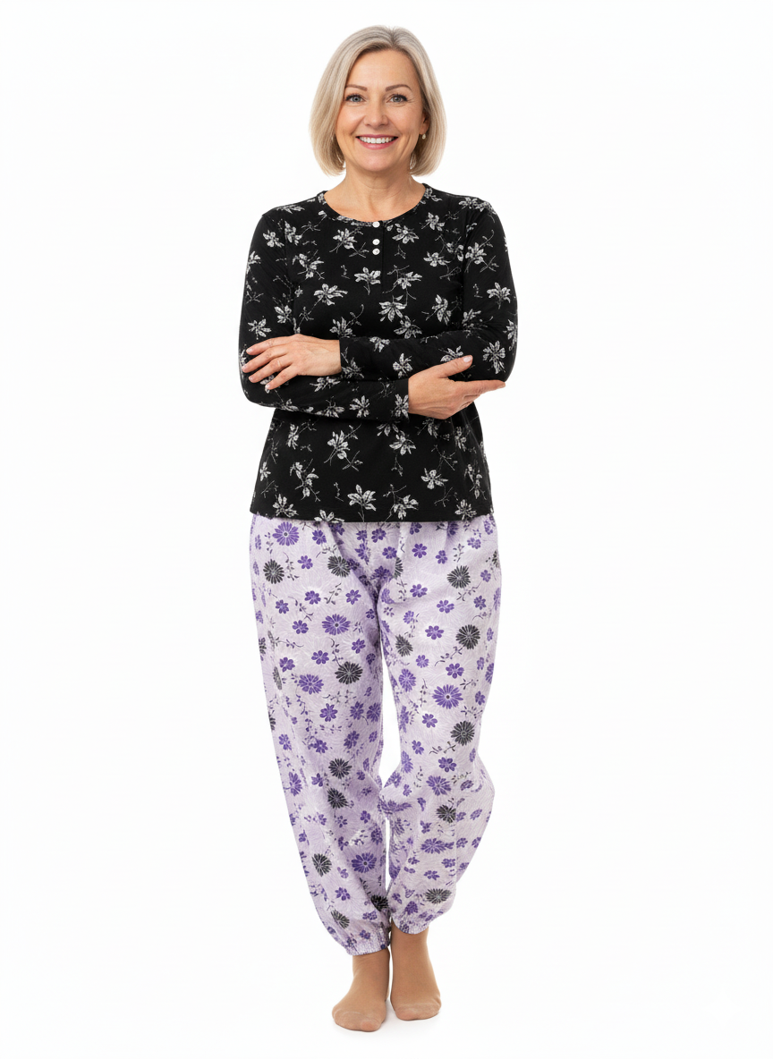 Oppland Kadın Kışlık Kadın Anne içlik Pijama Altı %100 Pamuk içi Miflonlu Klasik Beli Lastikli Rahat