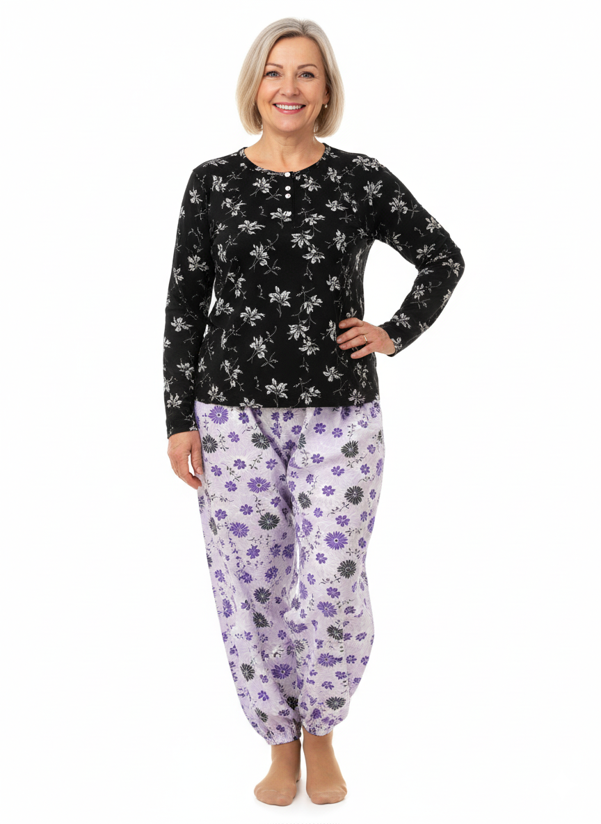 Oppland Kadın Kışlık Kadın Anne içlik Pijama Altı %100 Pamuk içi Miflonlu Klasik Beli Lastikli Rahat