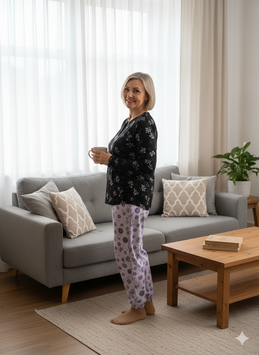 Oppland Kadın Kışlık Kadın Anne içlik Pijama Altı %100 Pamuk içi Miflonlu Klasik Beli Lastikli Rahat