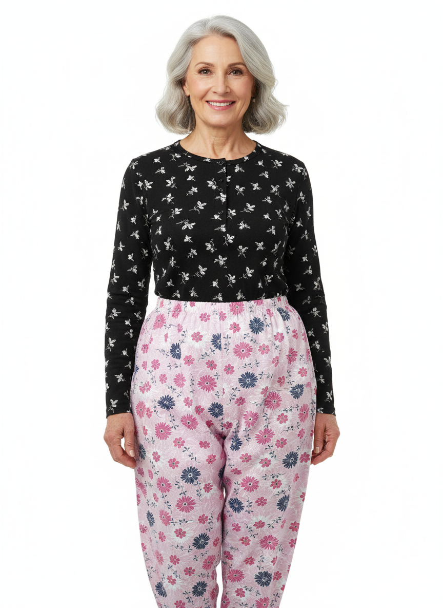 Oppland Kadın Kışlık Kadın Anne içlik Pijama Altı %100 Pamuk içi Miflonlu Klasik Beli Lastikli Rahat