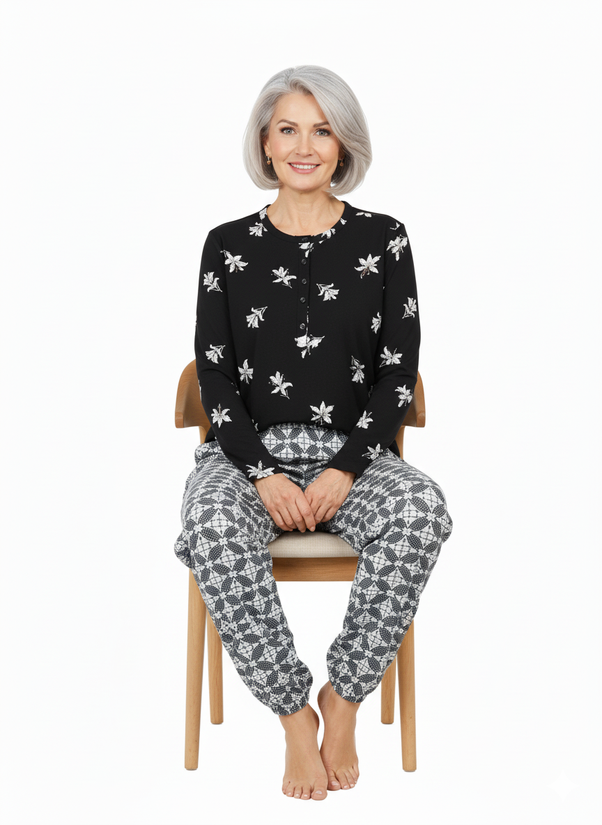 Oppland Kadın Kışlık Kadın Anne içlik Pijama Altı %100 Pamuk içi Miflonlu Klasik Beli Lastikli Rahat