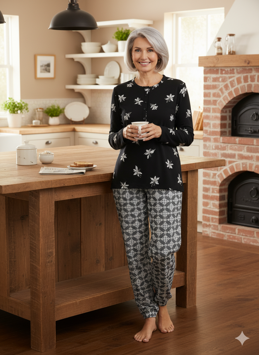 Oppland Kadın Kışlık Kadın Anne içlik Pijama Altı %100 Pamuk içi Miflonlu Klasik Beli Lastikli Rahat