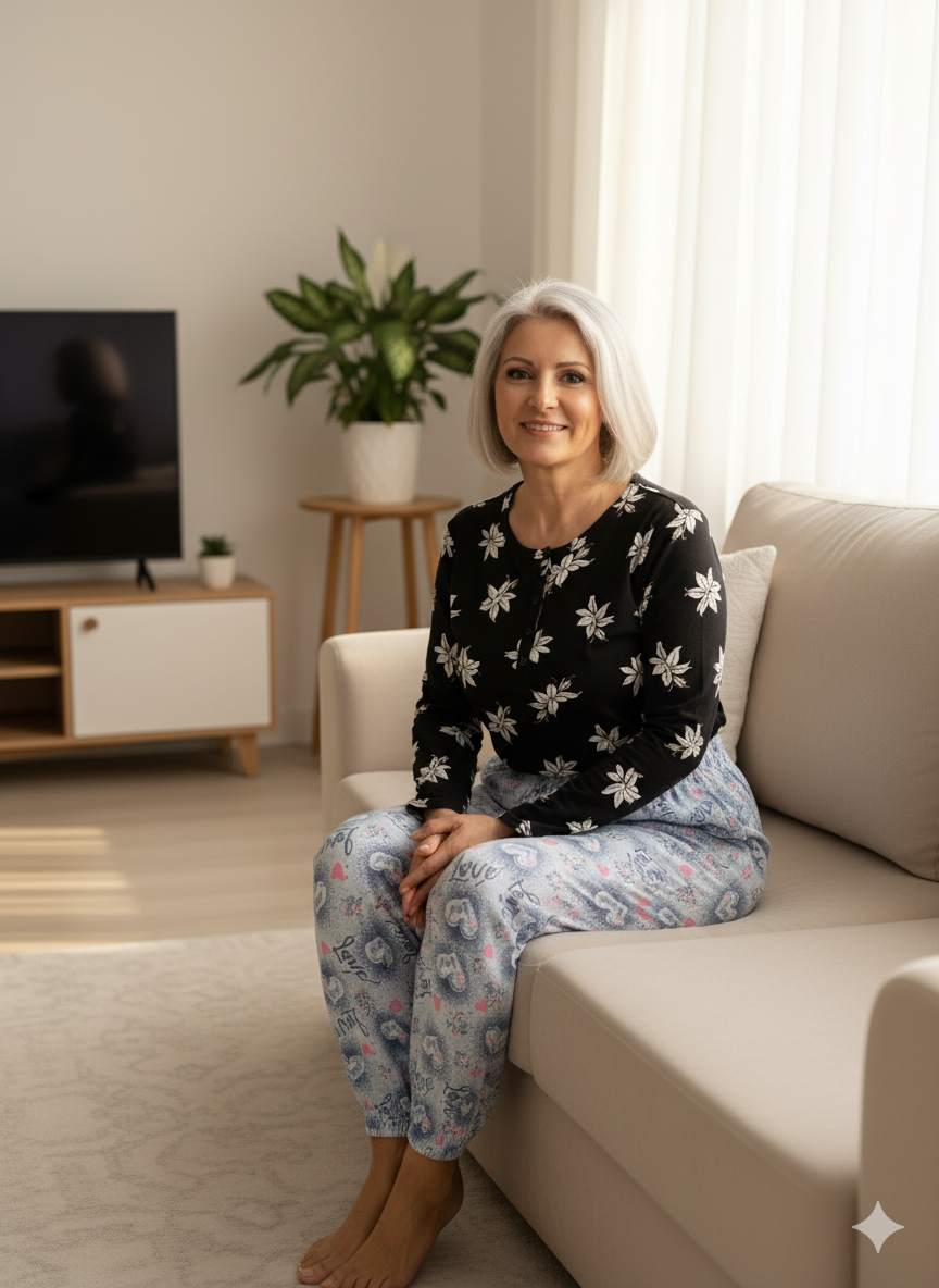 Oppland Kadın Kışlık Kadın Anne içlik Pijama Altı %100 Pamuk içi Miflonlu Klasik Beli Lastikli Rahat