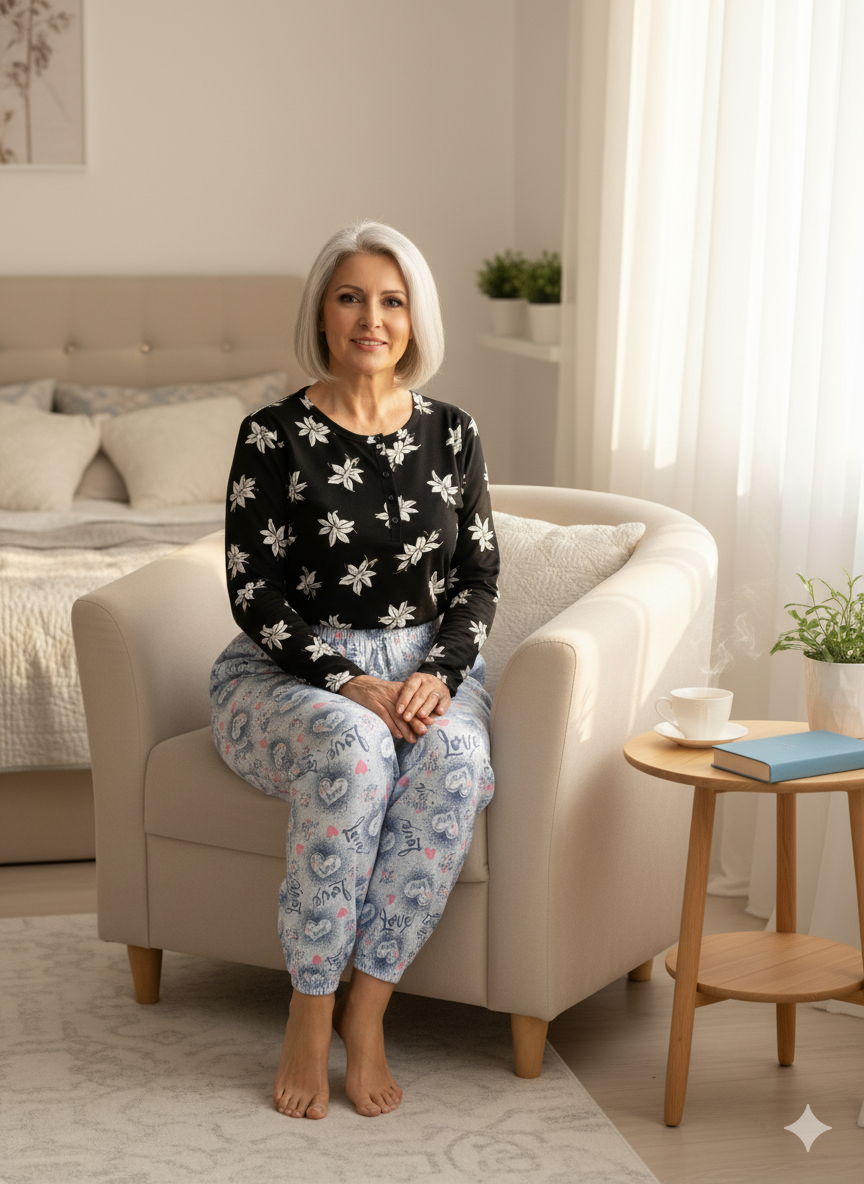 Oppland Kadın Kışlık Kadın Anne içlik Pijama Altı %100 Pamuk içi Miflonlu Klasik Beli Lastikli Rahat