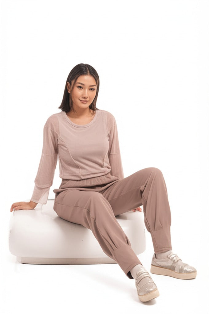 Kadın Beli Lastikli Pantolon Cepli Havuç Paça Krep Hürrem Kumaş Rahat Kesim Tam Kalıp