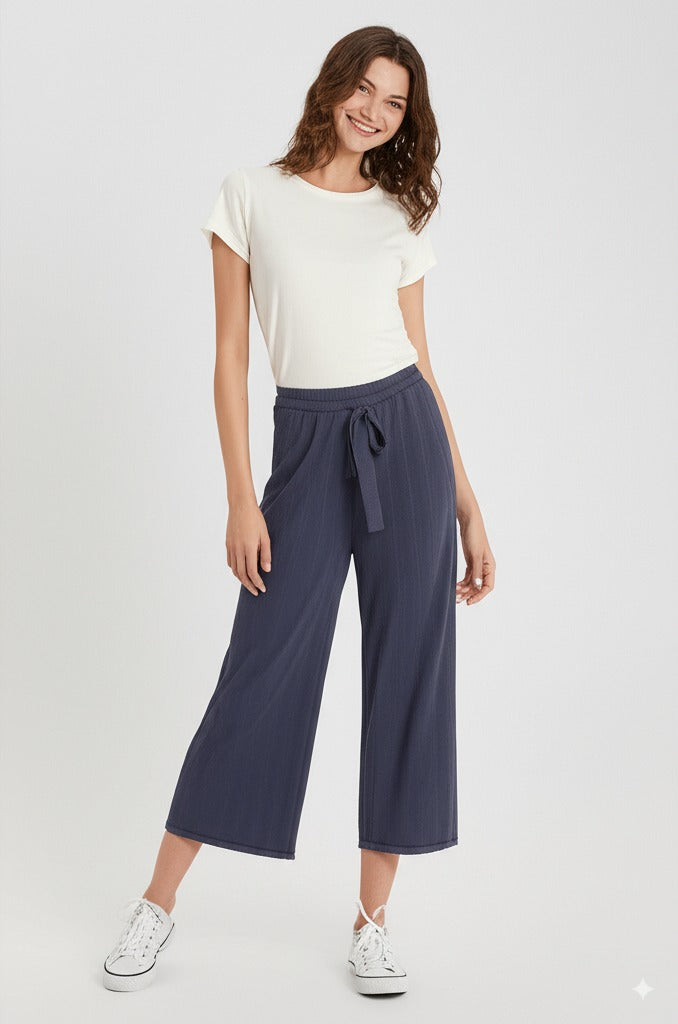 Kadın Kışlık Pantolon Pamuklu Burgu Kumaş Beli Lastikli Saç Örgü Modelli Likralı Geniş Paça