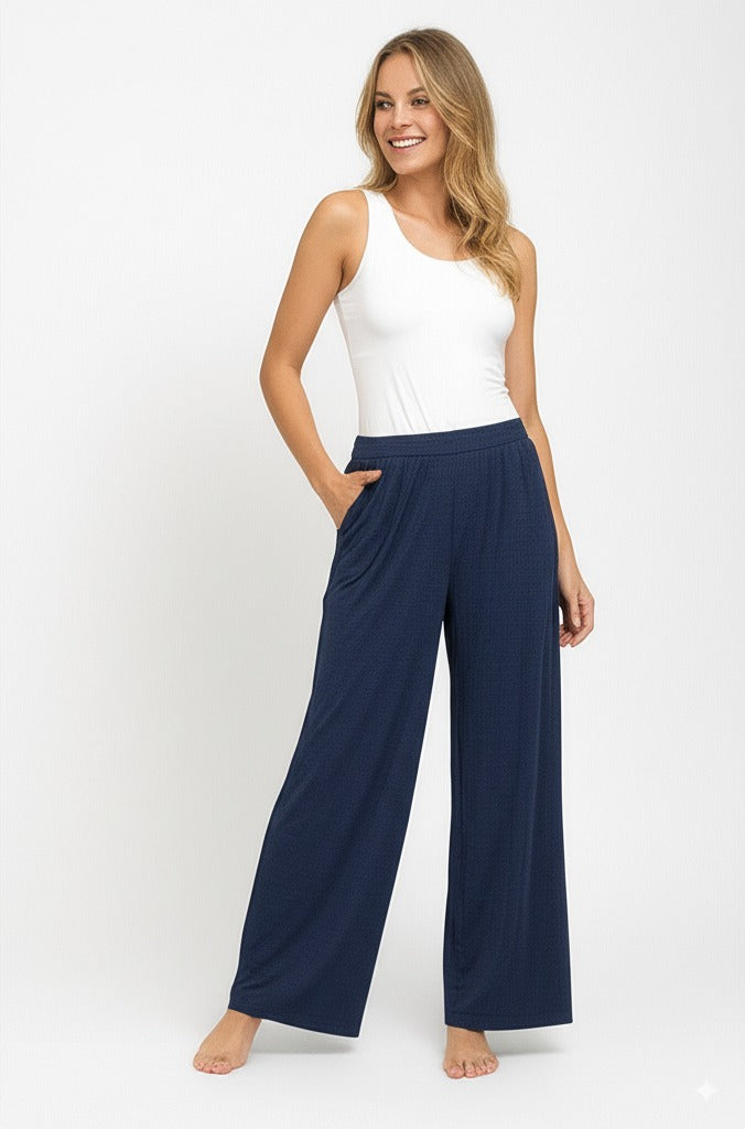 Kadın Kışlık Pantolon Ecrin Kumaş Beli Lastikli Jumbo Battal Beden Rahat Kesim Tam Kalıp