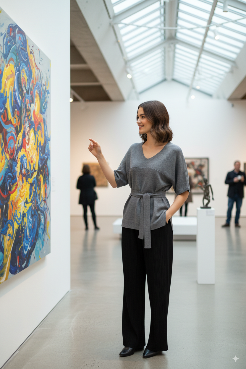 Kadın Kışlık V Yakalı Beli Kuşaklı Yarım Kol Likralı Dokuma Triko Gömlek Üstü Süveter