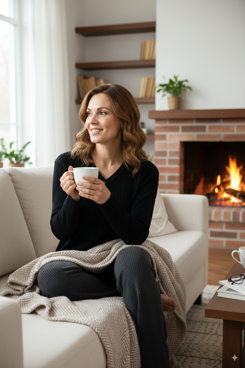 Kadın Kışlık Motifli Iki Düğmeli Armut Yakalı Likralı Pamuklu Triko Dokuma Anne Kazak