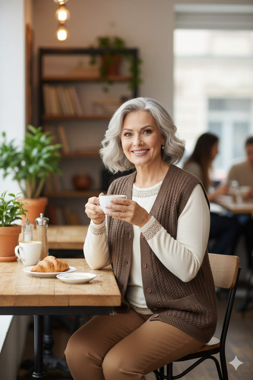 Kadın Kışlık Pamuklu Triko Klasik Örme Anne Yelek Saç Örgü Model Önden Düğmeli Çift Cepli