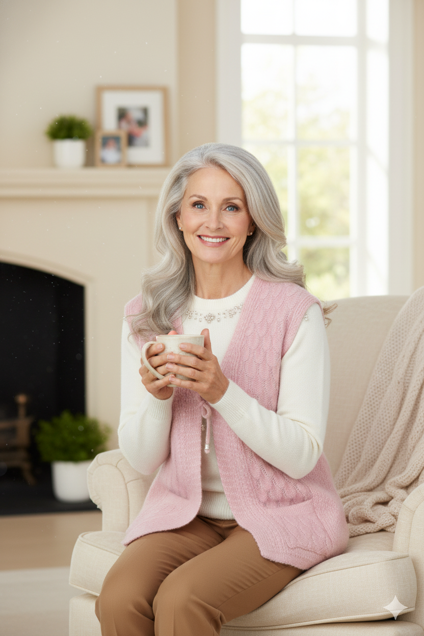Kadın Kışlık Anne Yelek Yumuşacık Pamuklu Triko Örme Önden Bağlamalı Çift Cepli Rahat