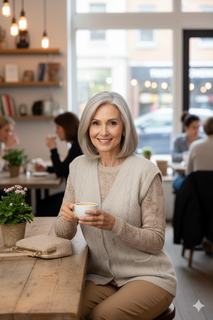 Kadın Kışlık Anne Yelek Simli Yumuşak Pamuklu Triko Örme Model Önden Düğmeli Cepli Rahat