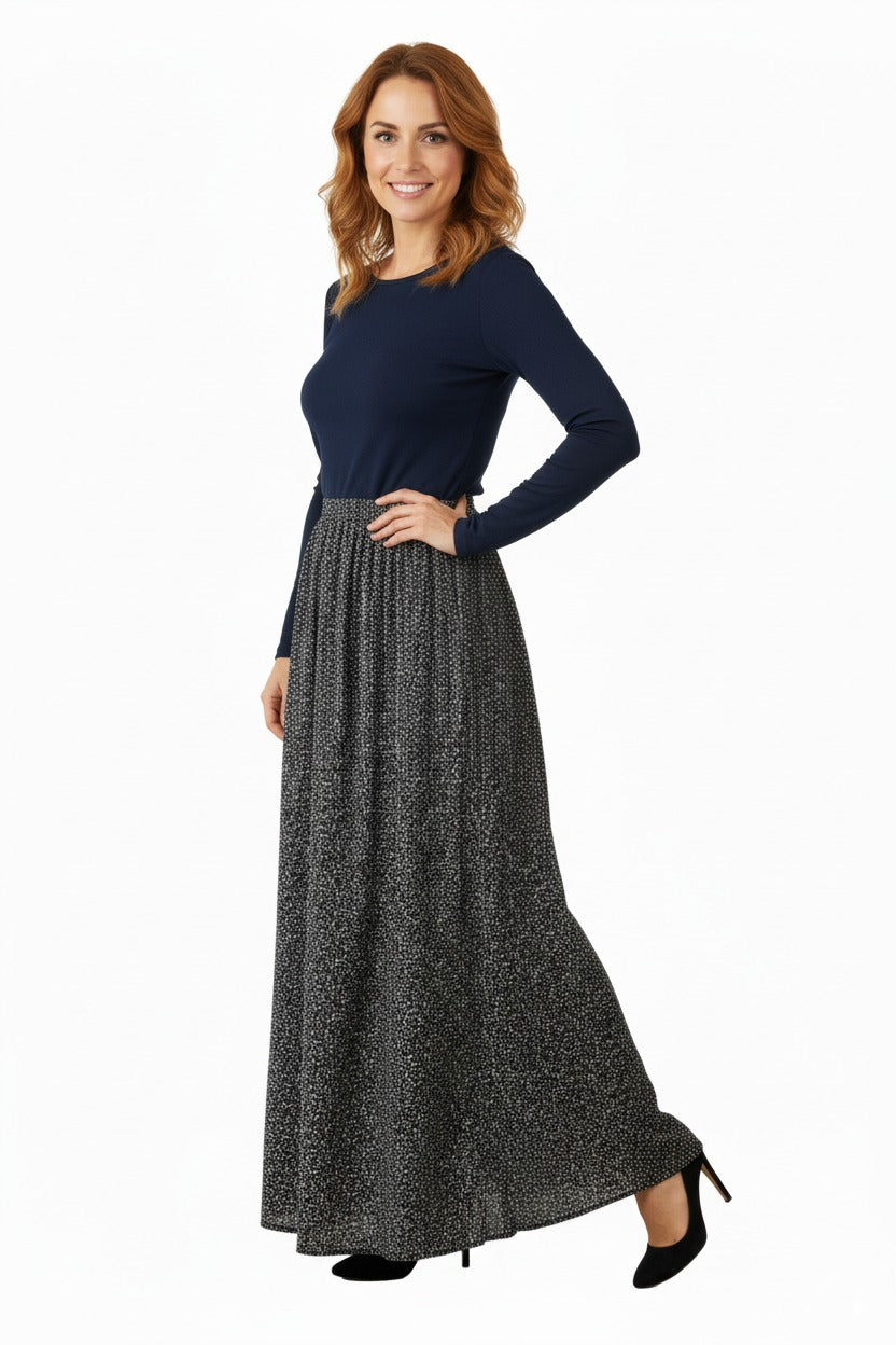 Kadın Etek Dokuma Viskon Pamuklu Kumaş Pıtırcık Model Beli Lastikli Rahat Kesim Tam Kalıp