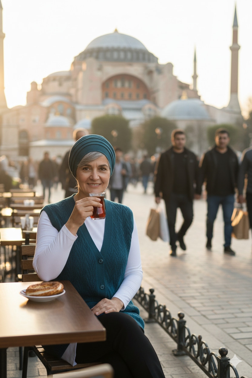 Kadın Kışlık Pamuklu Triko Klasik Örme Anne Yelek Kilim Örgü Model Önden Düğmeli Çift Cepli