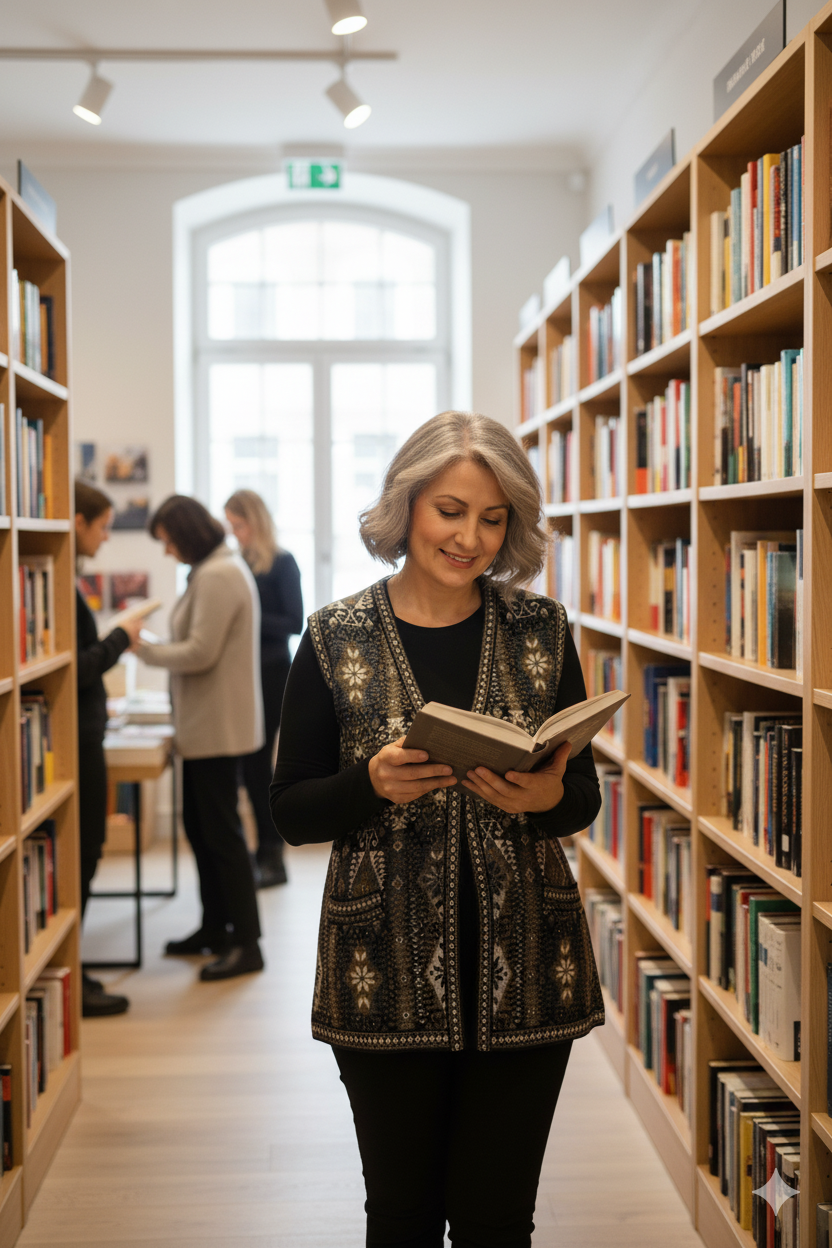 Oppland Kadın Kışlık Anne Yelek Pamuklu Triko Örme Etnik Desenli Cepli Düğmeli Yumuşak Dokulu Rahat Tam Kalıp