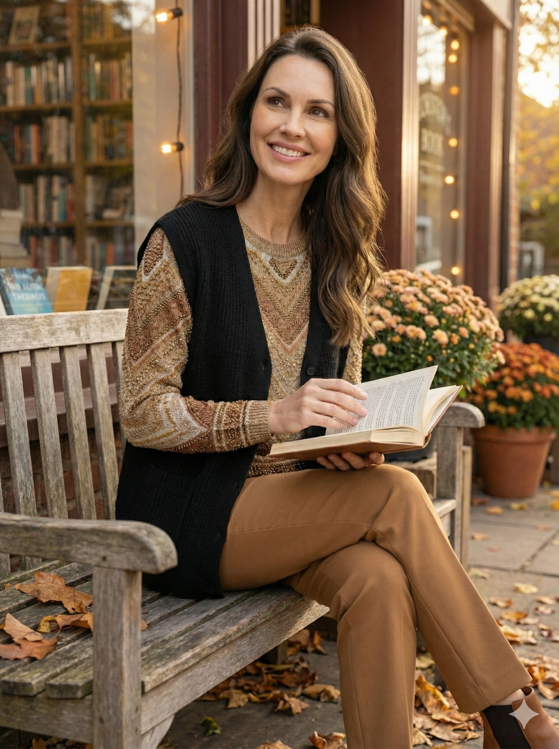 Oppland Kadın Anne Yelek Çift Cepli Önü Şık Düğmeli Fitil Motifli