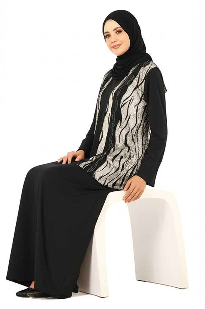 Kadın Boydan Elbise Özel Düğünlük Likralı Sandy Kumaş Osmanlı Model Bisiklet Yakalı Rahat