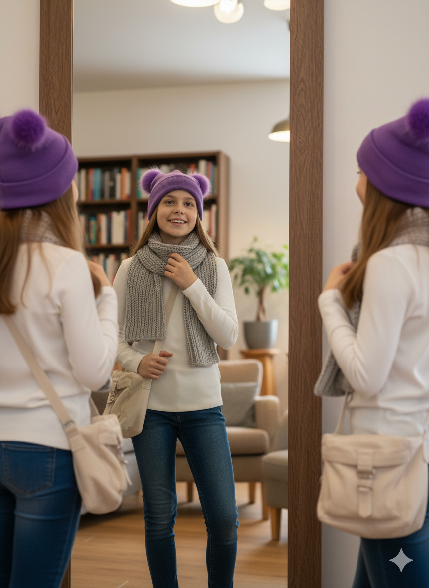 Oppland Kız Çocuk Kışlık Kalın Bere Çift Ponpon Model Pamuklu Katlamalı Sıcak Tutar Esnek Rüzgar Geçirmez Rahat Tasarım